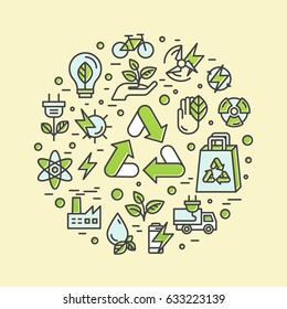 Isolated Vector Style Illustration Logo Set Badge Recycling Ecological Concept. One Page Web Site Template Banner, Graphic Poster