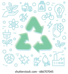 Isolated Vector Style Illustration Logo Set Badge Recycling Ecological Concept