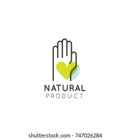 Isolated Vector Style Illustration Logo Set Badge with Fresh Organic, Eco Product, Bio Ingredient Label with Leaf, Earth, Green Concept Made with Color Gradient