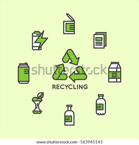 Isolated Vector Style Illustration Logo Set Badge Recycling Ecological Concept. One Page Web Site Template Banner, Infographic Poster