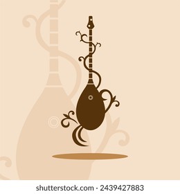 isolated vector of stylized kazakh music instrument dombra