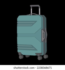 Isolated vector suitcase . Vector art for coloring book. Vector illustration suitcase on black background.
