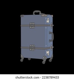 Isolated vector suitcase . Vector art for coloring book. Vector illustration suitcase on black background.
