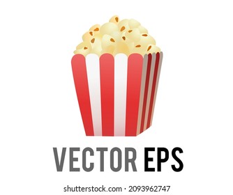 The isolated vector sweet butter pop corn junk food icon with red, white classic paper cup box