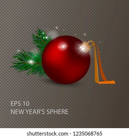 the isolated vector symbol, New Year's Christmas sphere, Christmas ornament. New Year's gift card, invitation, banner