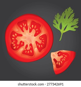 An isolated vector tomato and slice
