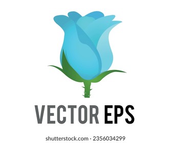 The isolated vector tranquility blue flower icon with green stem and leaves