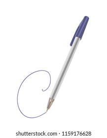 isolated vector of transparent ball pen with blue cap
