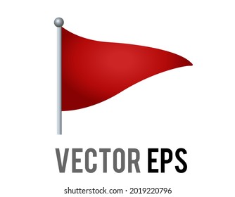 The isolated vector triangular gradient red flag icon with silver pole. Most commonly associated with golf, as shown in the flag in hole emoji.