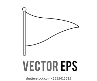 The isolated vector triangular green flag black line icon with pole, as shown in the flag in hole emoji.