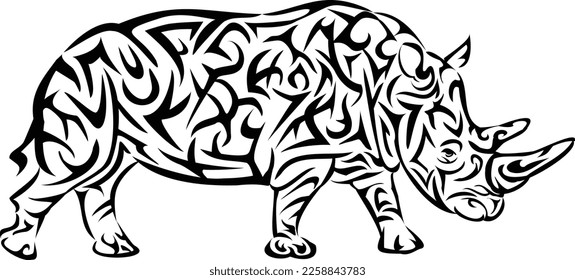 Un vector aislado de un rinoceronte tribal