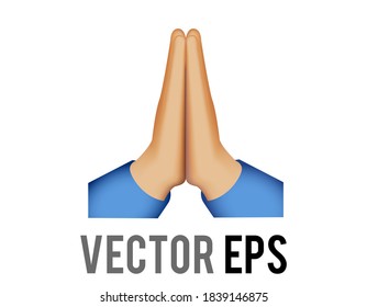 The isolated vector two hands placed together icon, meaning please or thank you in Japanese, Thailand culture, for prayer, using the same gesture as praying hands, high five