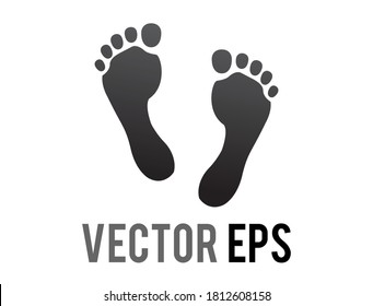 The isolated vector two human footsteps, showing both feet emoji icon, including all five toes