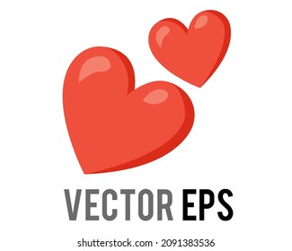 The isolated vector two red pink glossy hearts icon, used for expressions of love is in the air 