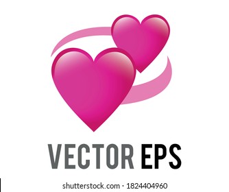 The isolated vector two revolving hearts switching places emoji icon with circular line