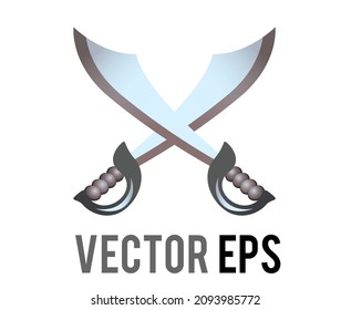 Der einzelne Vektor zwei Krieger Schwerter Symbol mit Stahlklingen, wie gekreuzt für den Kampf zwischen zwei Rittern
