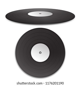 Isolated vector vinyl record. Black music plate. Music album
