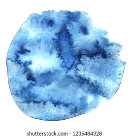 Isolated vector watercolor splash. Abstract blue blot background, design element