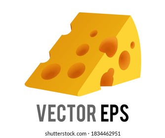 The isolated vector wedge of yellow orange cheese icon with holes