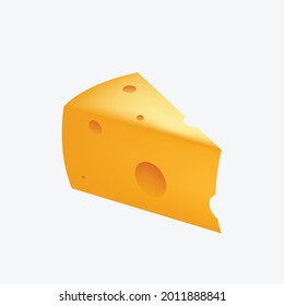The isolated vector wedge of yellow orange cheese icon with holes. Cheese Emoji Vector Design. Snack Nutrition Art Illustration. Food Fresh Traditional Product. 