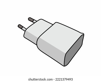 Adaptador de cargador eléctrico USB blanco vectorial aislado. 