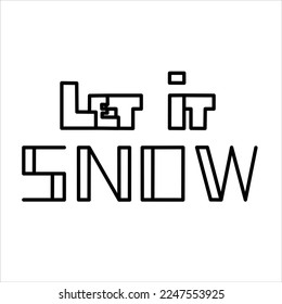 Las letras aisladas de la línea negra vectorial de invierno le permiten nevar.