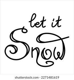 Las letras aisladas de la línea negra vectorial de invierno le permiten nevar.