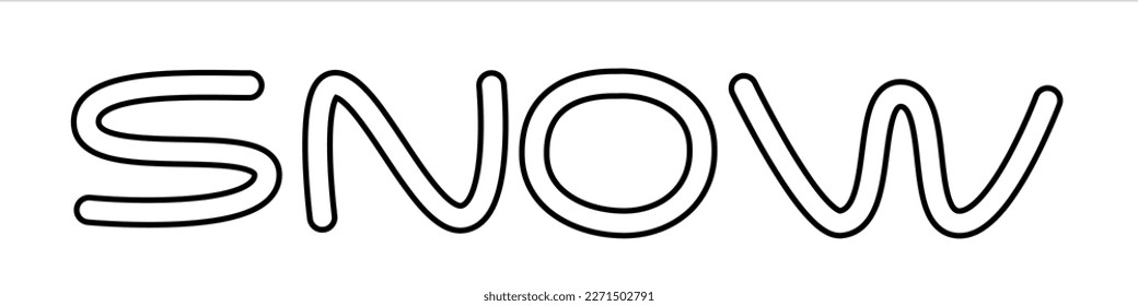 Isolated vector winter black line lettering with word snow.