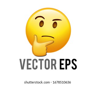 The isolated vector yellow pondering, thinking or deep in thought face emoji icon with index finger resting on its chin - Shutterstock ID 1678510636