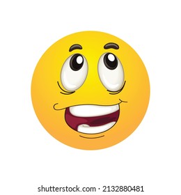 The isolated vector yellow pondering, thinking or got idea  face emoji icon

