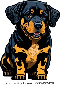 Rottweiler-Hundekuchen einzeln auf dem Vectorial-Rottweiler-Hund Farbenfrost