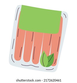 Isolated vegan meat on a plastic bag Vector