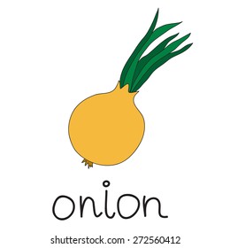Isolated vegetable. Doodle onion. Can be used for children