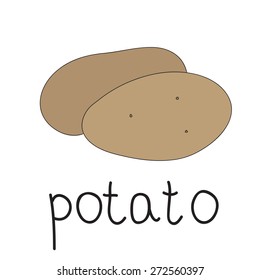 Isolated vegetable. Doodle potato. Can be used for children
