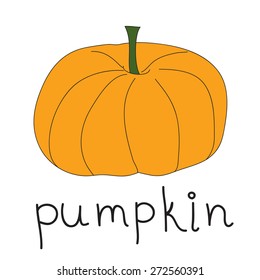 Isolated vegetable. Doodle pumpkin. Can be used for children