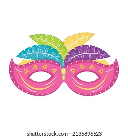 Isolated venetian facial mask with feathers Vector