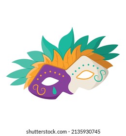 Isolated venetian facial mask with feathers Vector