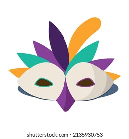Isolated venetian facial mask with feathers Vector