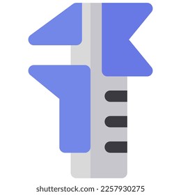Isolated vernier caliper in flat icon on white background. Carpentry, measurement tool, equipment