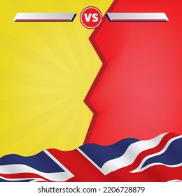 Isolated Versus Template with England flag background vector illustration. suitable for competition banner