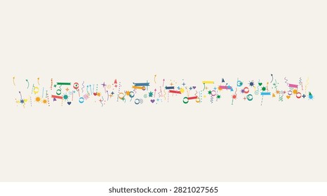 Isolated vibrant abstract shapes and patterns in a playful, geometric style on a white background. Perfect for creative projects and modern designs.
