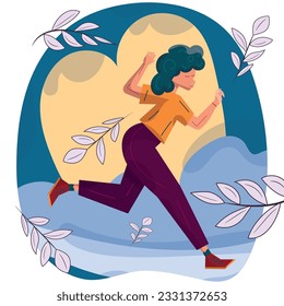 Isolated vibrant colored children hand drawn girl character running Vector