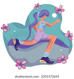 Niños aislados de colores vivos personaje de niña dibujado a mano corriendo Vector