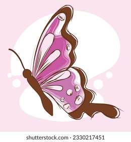 Isolated vibrant colored sketch of a detailed butterfly Vector