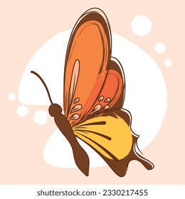 Isolated vibrant colored sketch of a detailed butterfly Vector
