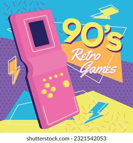 Isolated video game console Nostalgic retro background Vector illustration