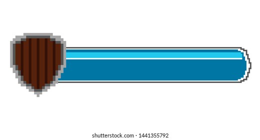 Isolated videogame bar with a shield pixelated icon - Vector