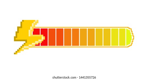 Isolated videogame bar with a thunderbolt pixelated icon - Vector