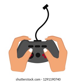 Isolated videogame joystick in a hand. Vector illustration design