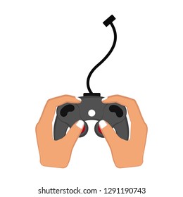 Isolated videogame joystick in a hand. Vector illustration design